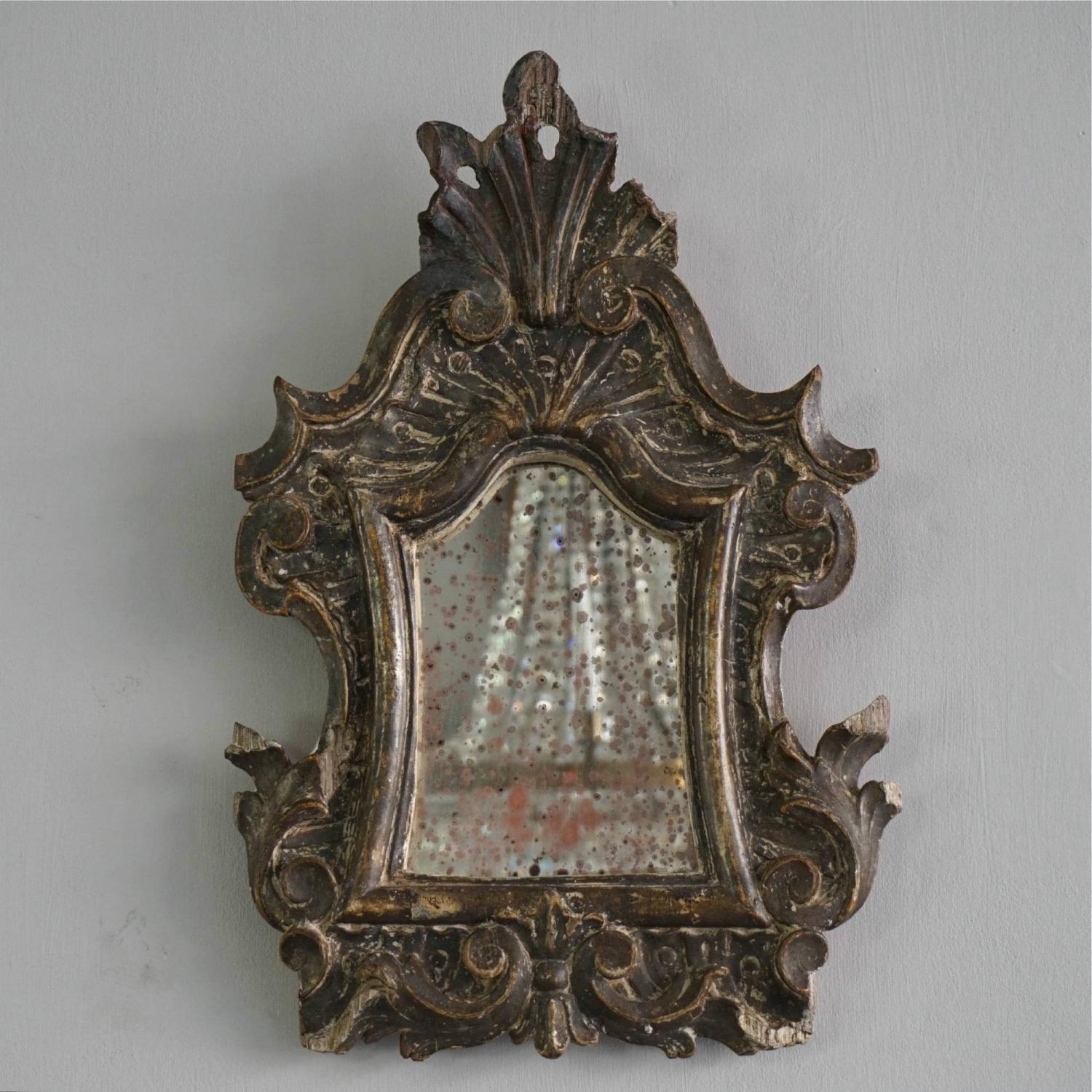 CHARMING 1750'S HAND CARVED ITALIAN BAROQUE MIRROR