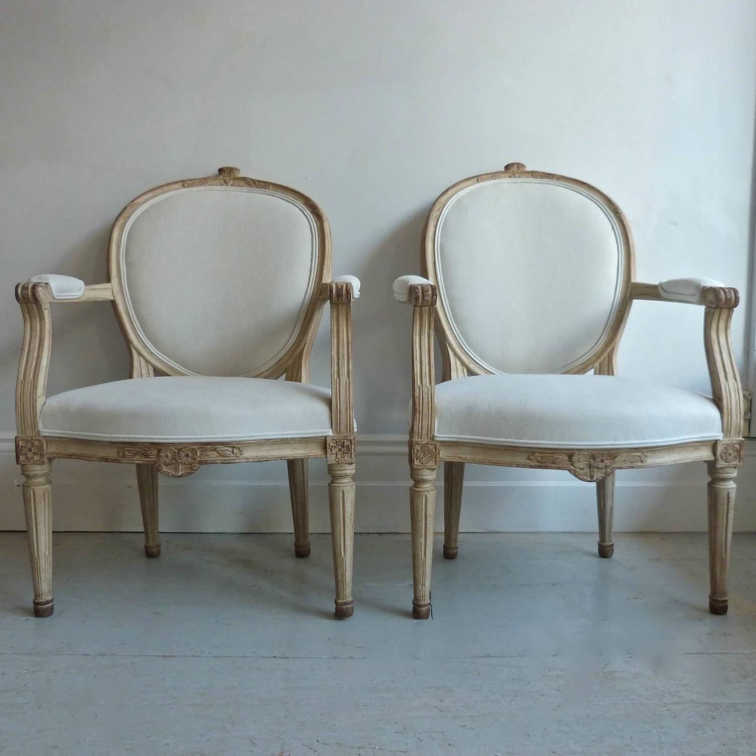 PAIR OF GUSTAVIAN STYLE ARMCHAIRS