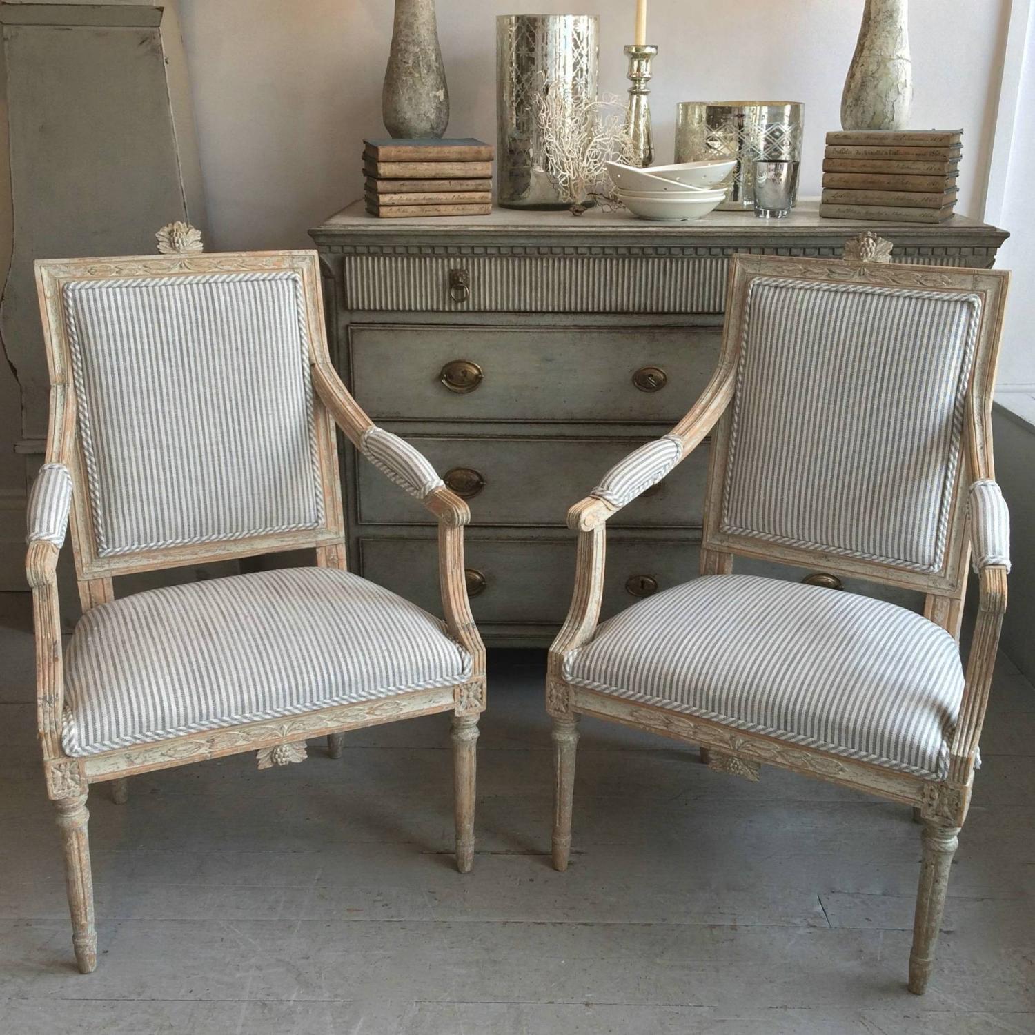 EXCEPTIONAL PAIR OF GUSTAVIAN ARMCHAIRS