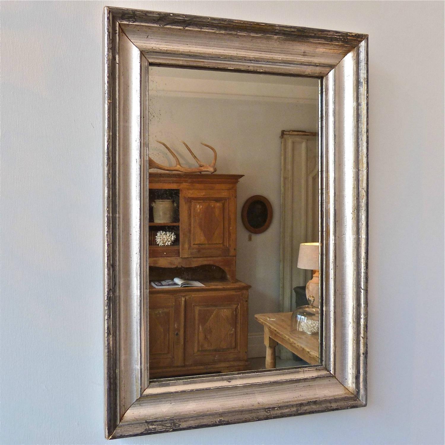SMALL 19TH CENTURY SILVERED LOUIS PHILIPPE MIRROR