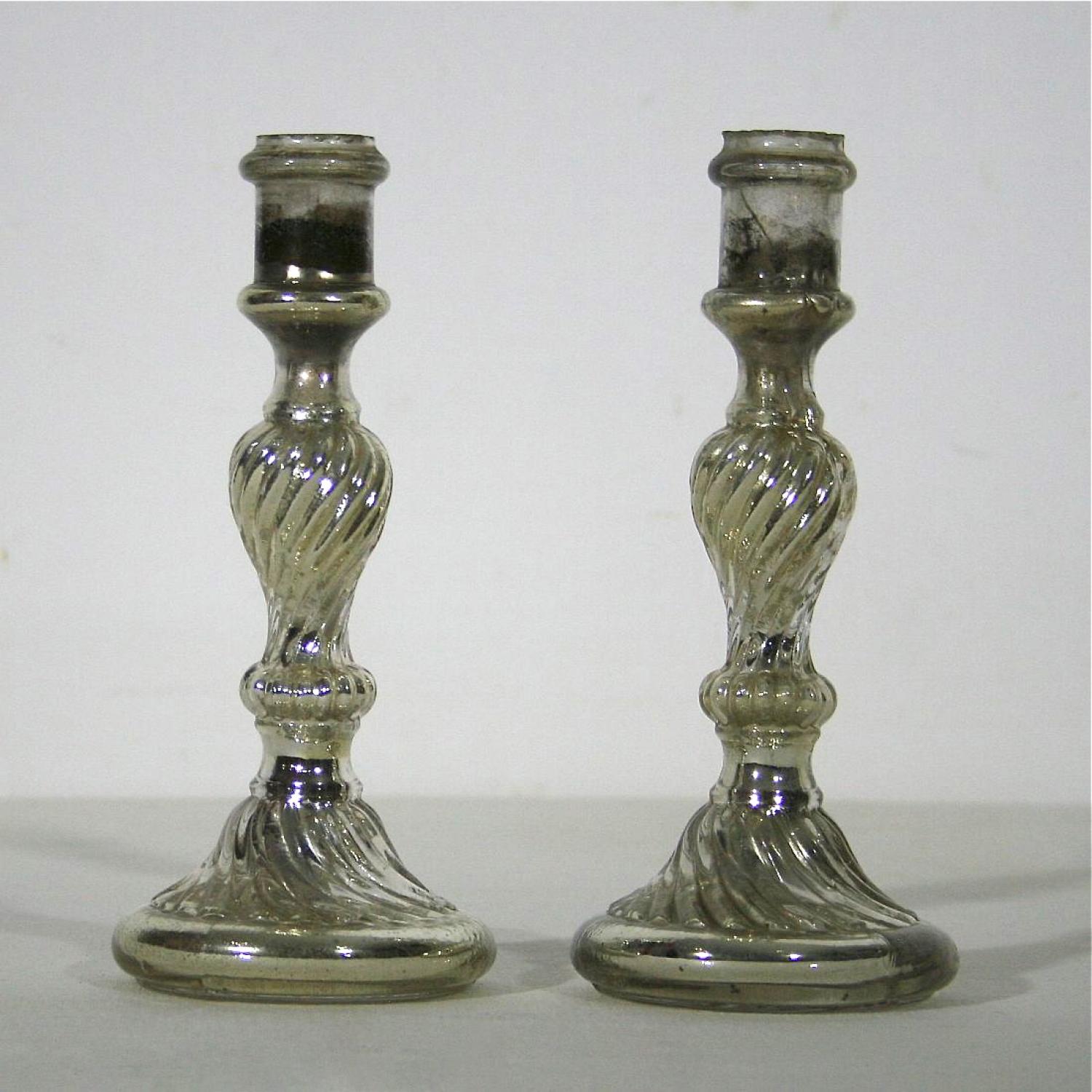 PAIR OF FRENCH MERCURY GLASS CANDLESTICKS