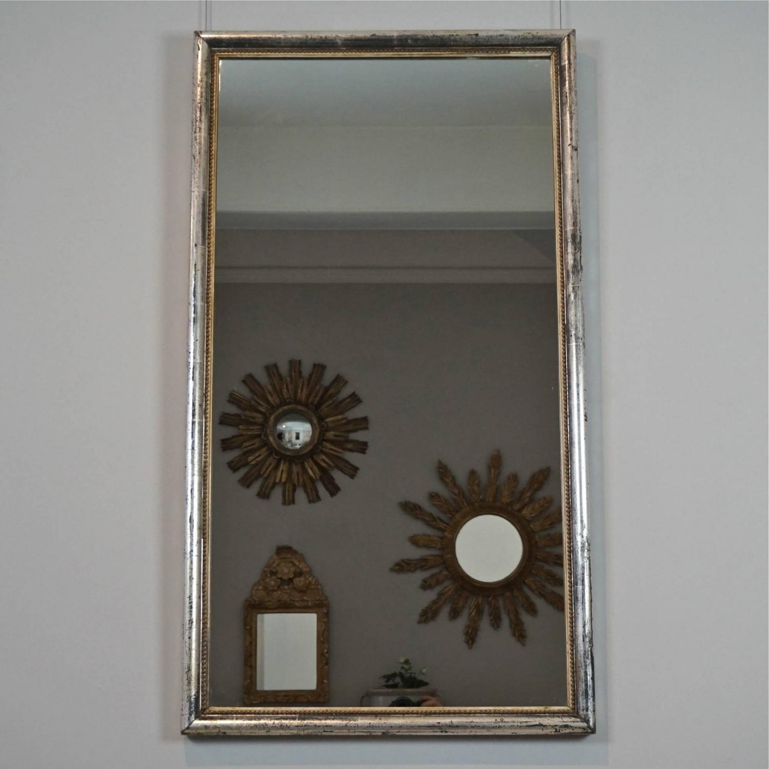 VERY FINE SILVER BISTRO MIRROR WITH RARE BEADED FRAME