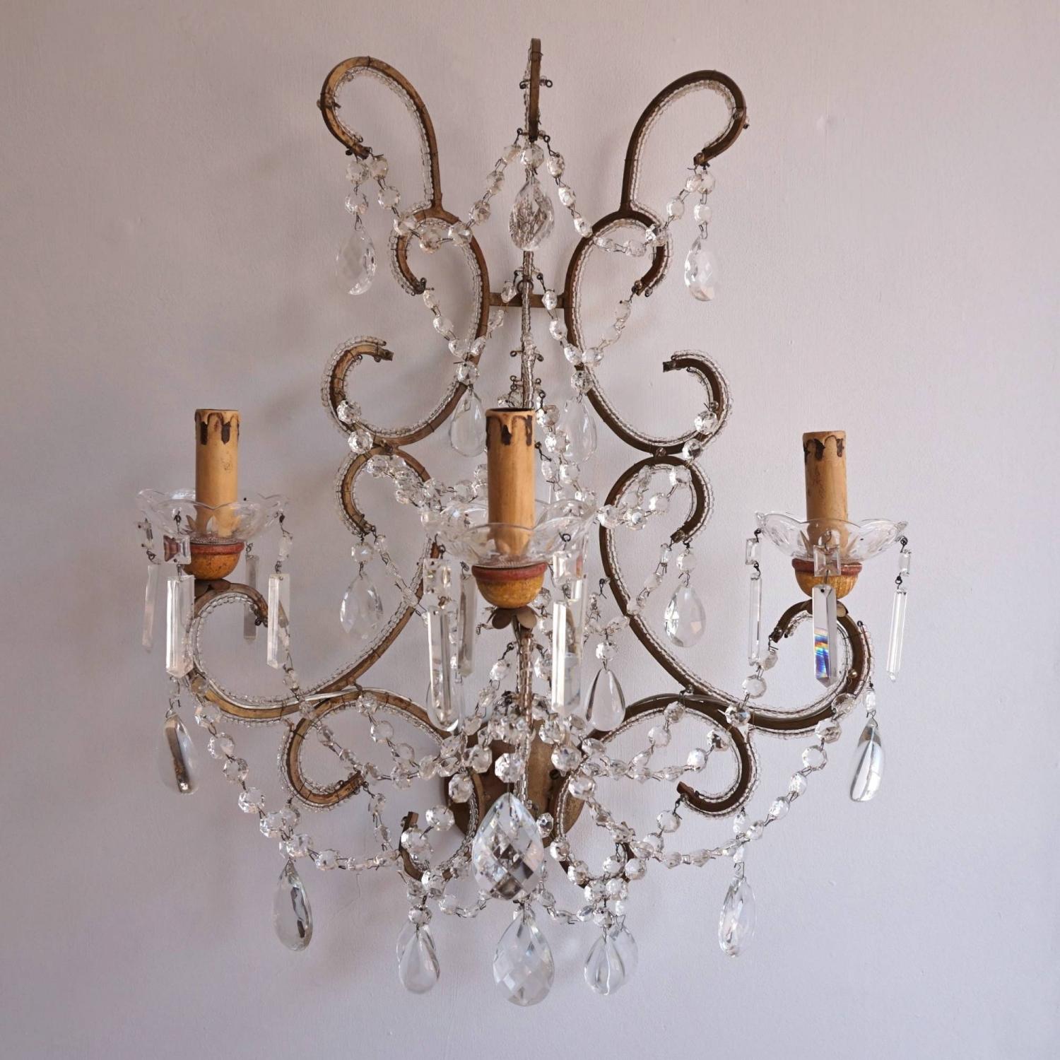 EXCEPTIONAL PAIR OF ITALIAN WALL SCONCES