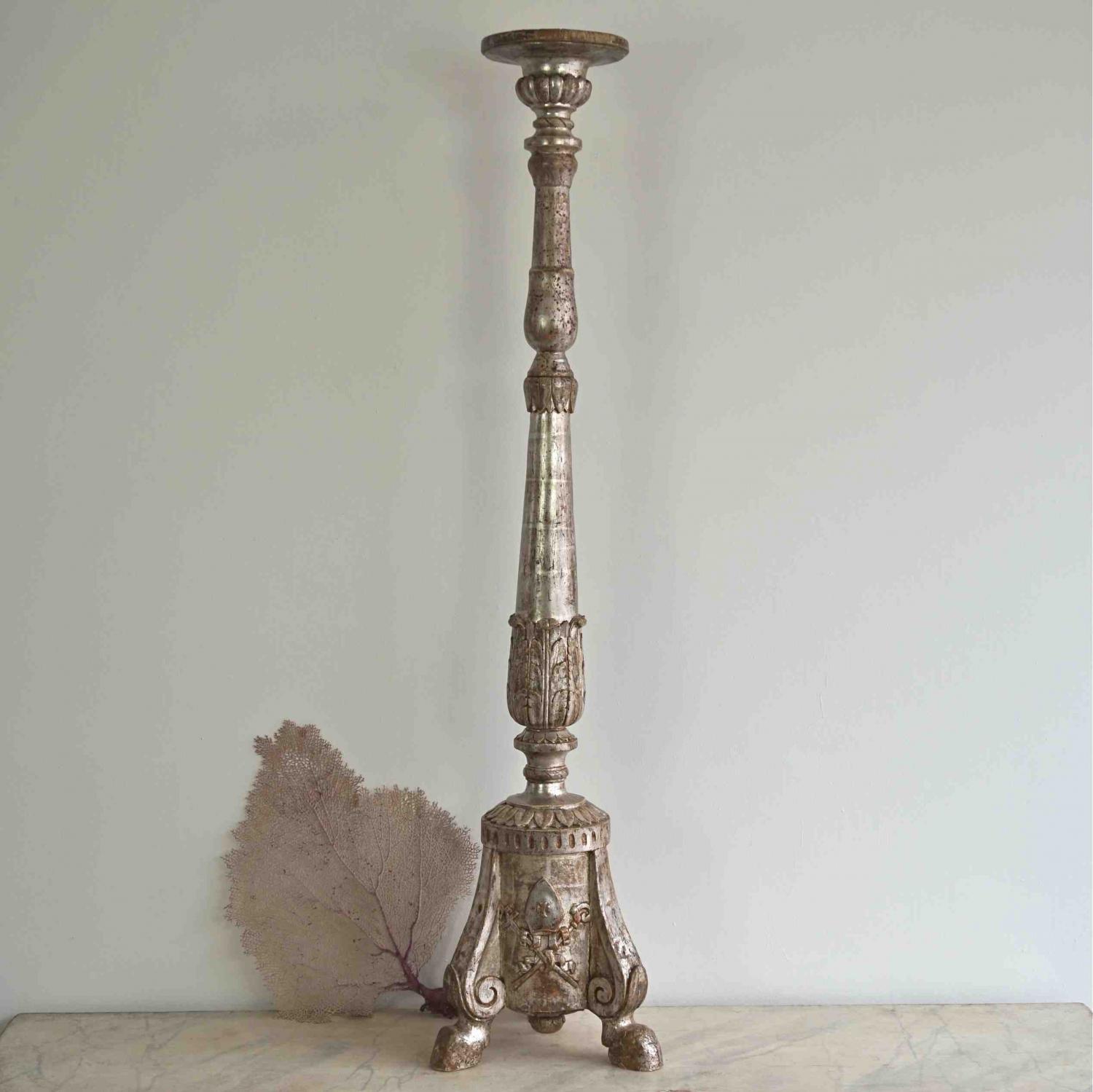 MAGNIFICENT ITALIAN SILVER ALTAR CANDLESTICK