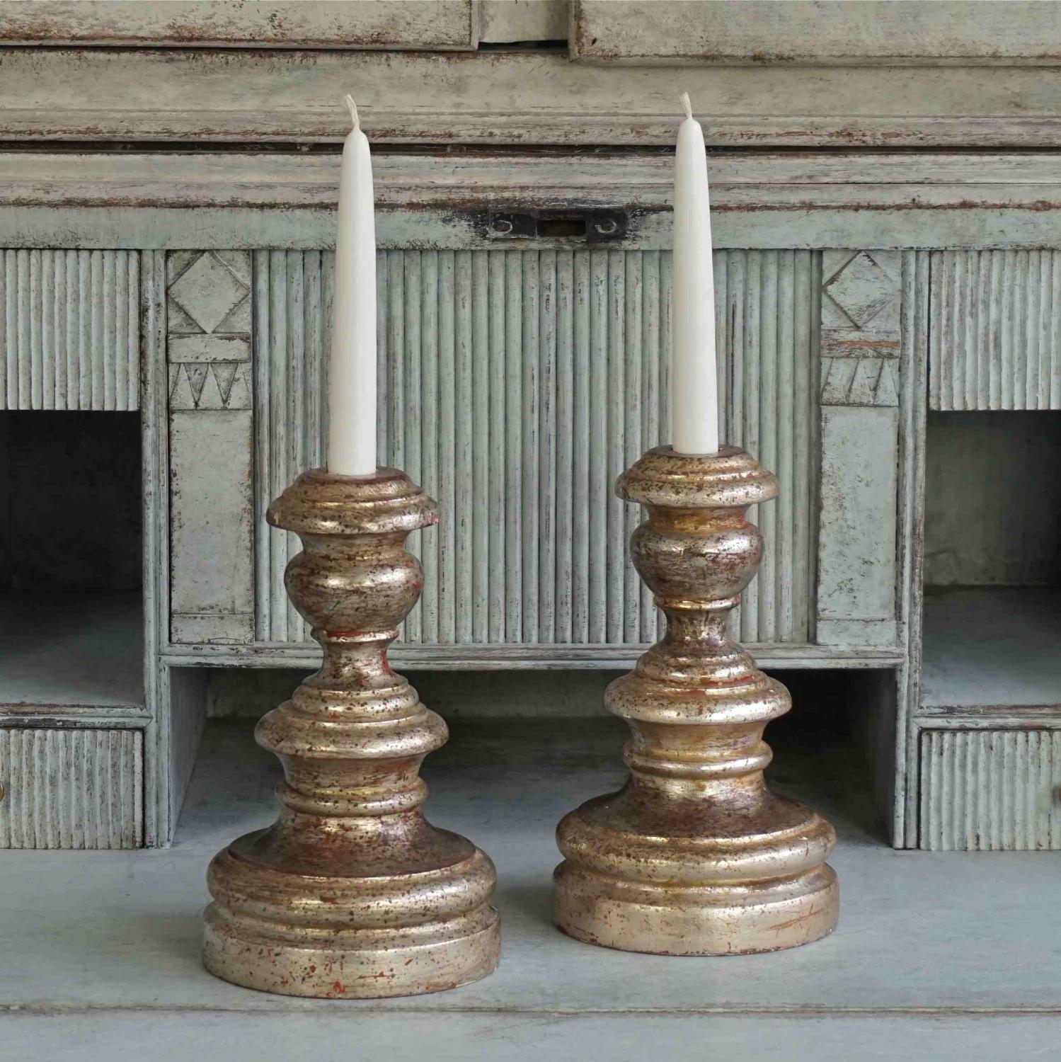 PAIR OF FRENCH SILVER GILT CANDLESTICKS