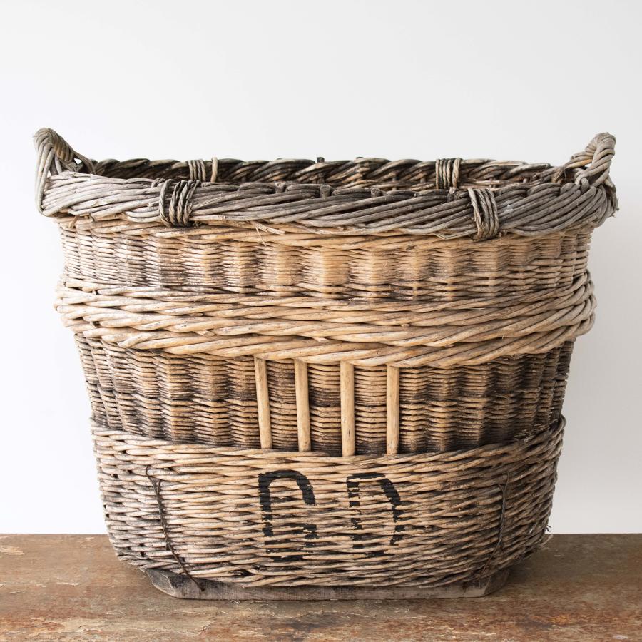 VERY LARGE FRENCH WICKER CHAMPAGNE BASKET