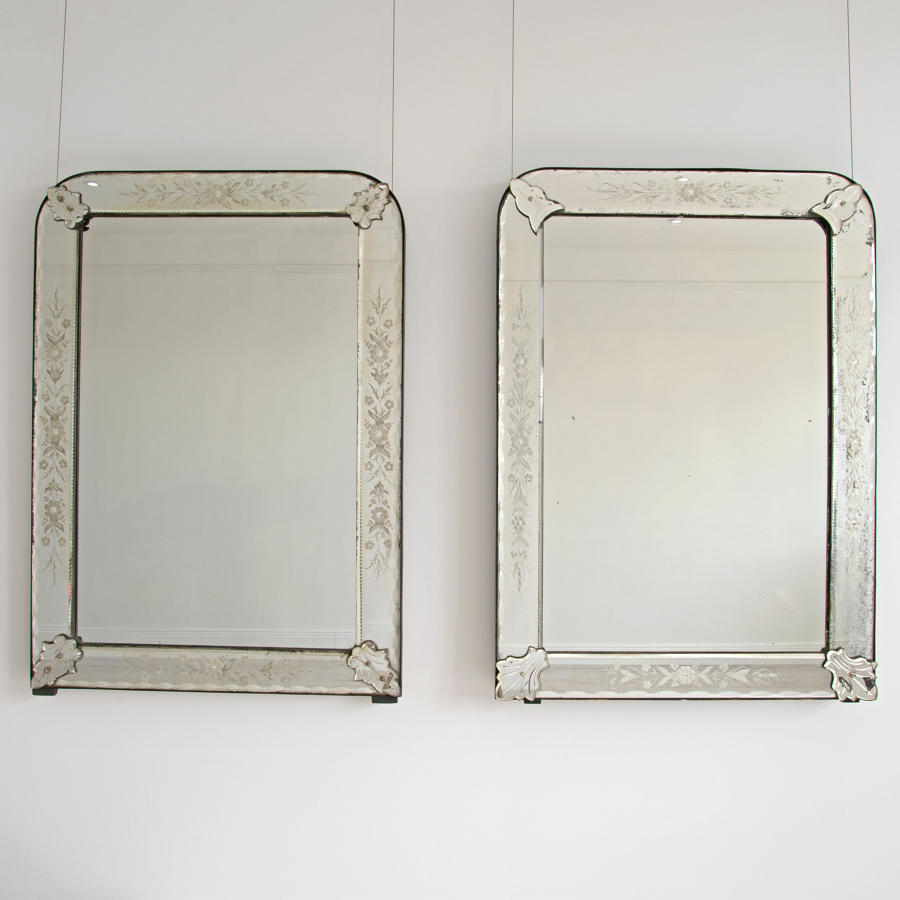 SUPERB MATCHED PAIR OF ANTIQUE VENETIAN MIRRORS