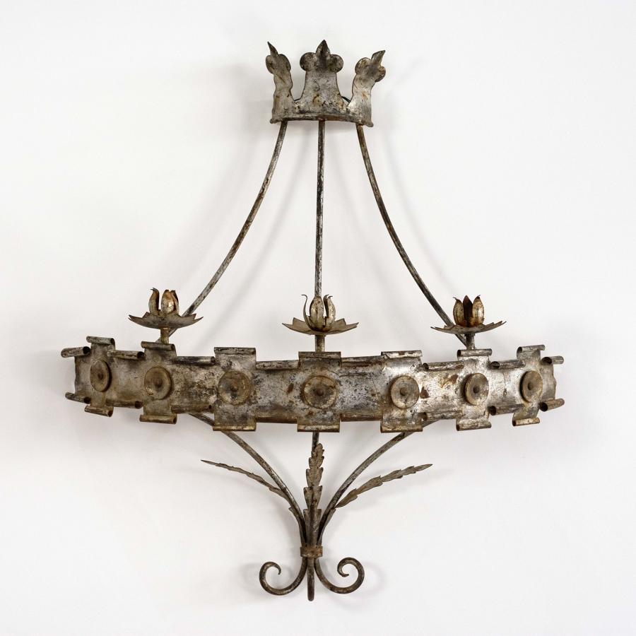 MAGNIFICENT SPANISH METAL CORONA WALL SCONCE