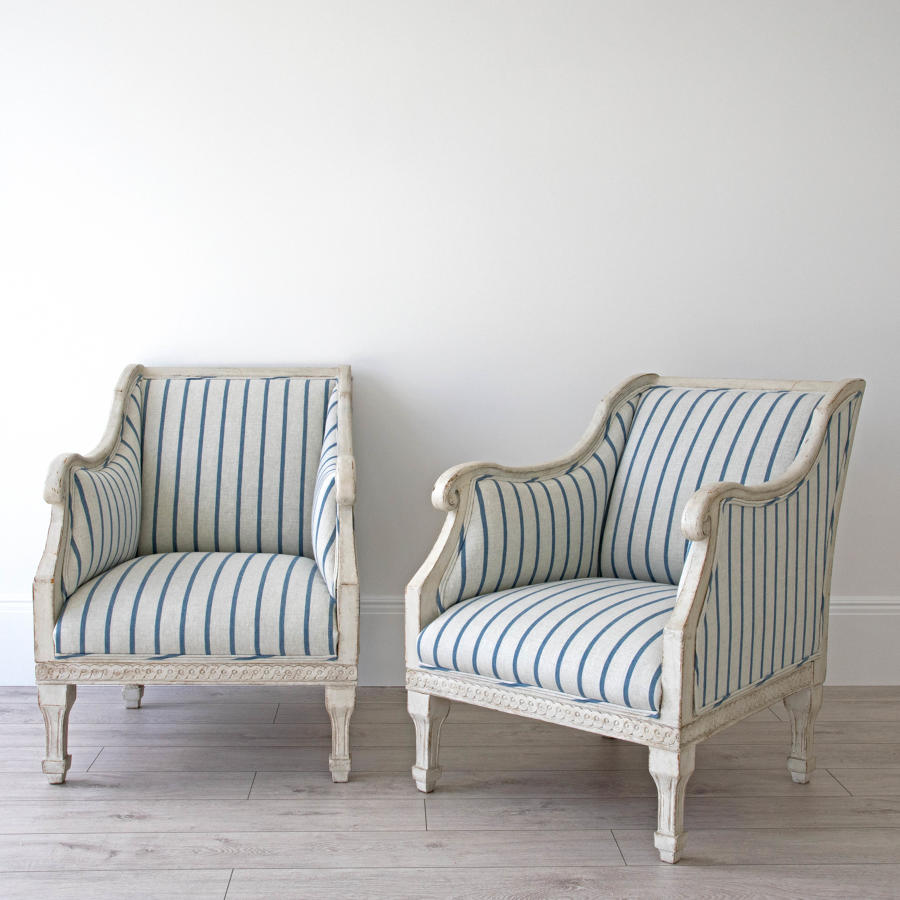 PAIR OF RICHLY CARVED SWEDISH GUSTAVIAN STYLE ARMCHAIRS