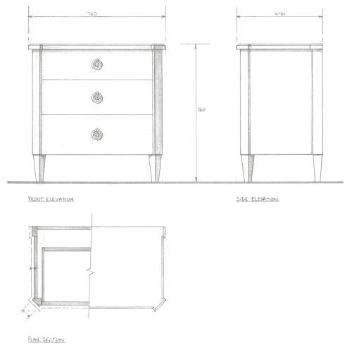 STOCKHOLM BEDSIDE CHEST IN BURR VENEER
